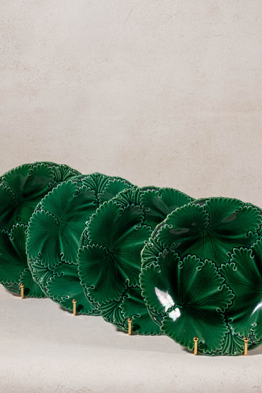 Copeland (c. 1860-1875) Green Majolica Overlapping Large Leaf Plate