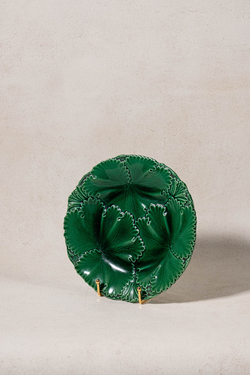 Copeland (c. 1860-1875) Green Majolica Overlapping Large Leaf Plate