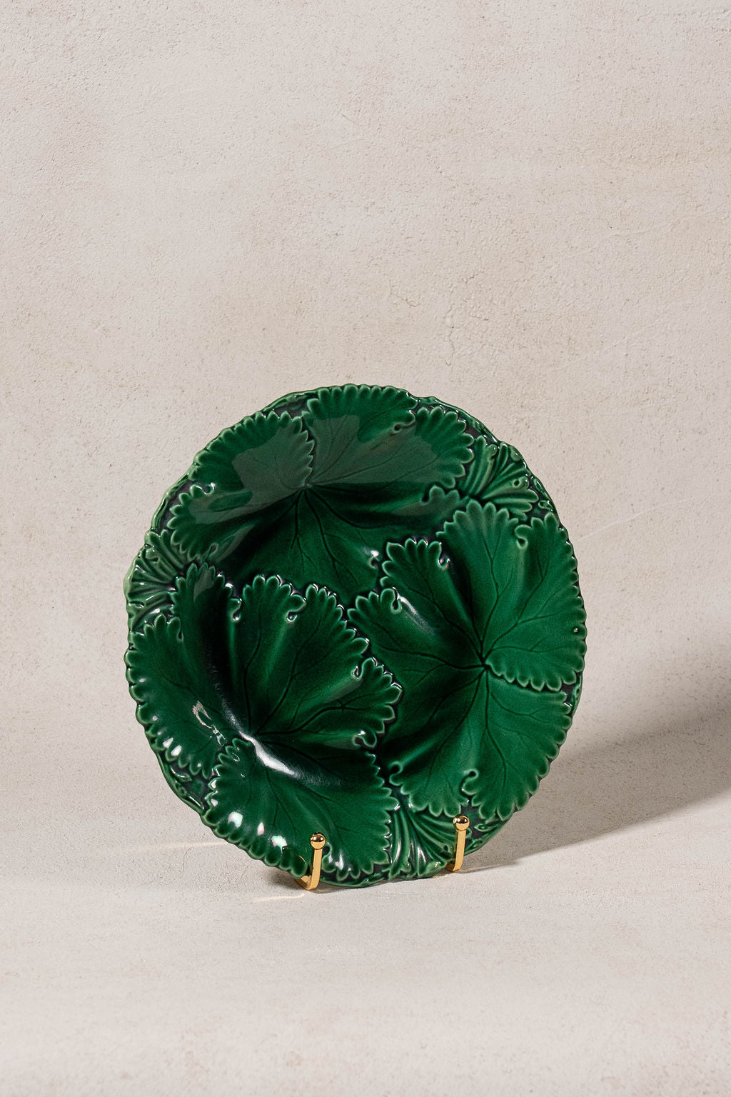 Copeland (c. 1860-1875) Green Majolica Overlapping Large Leaf Plate