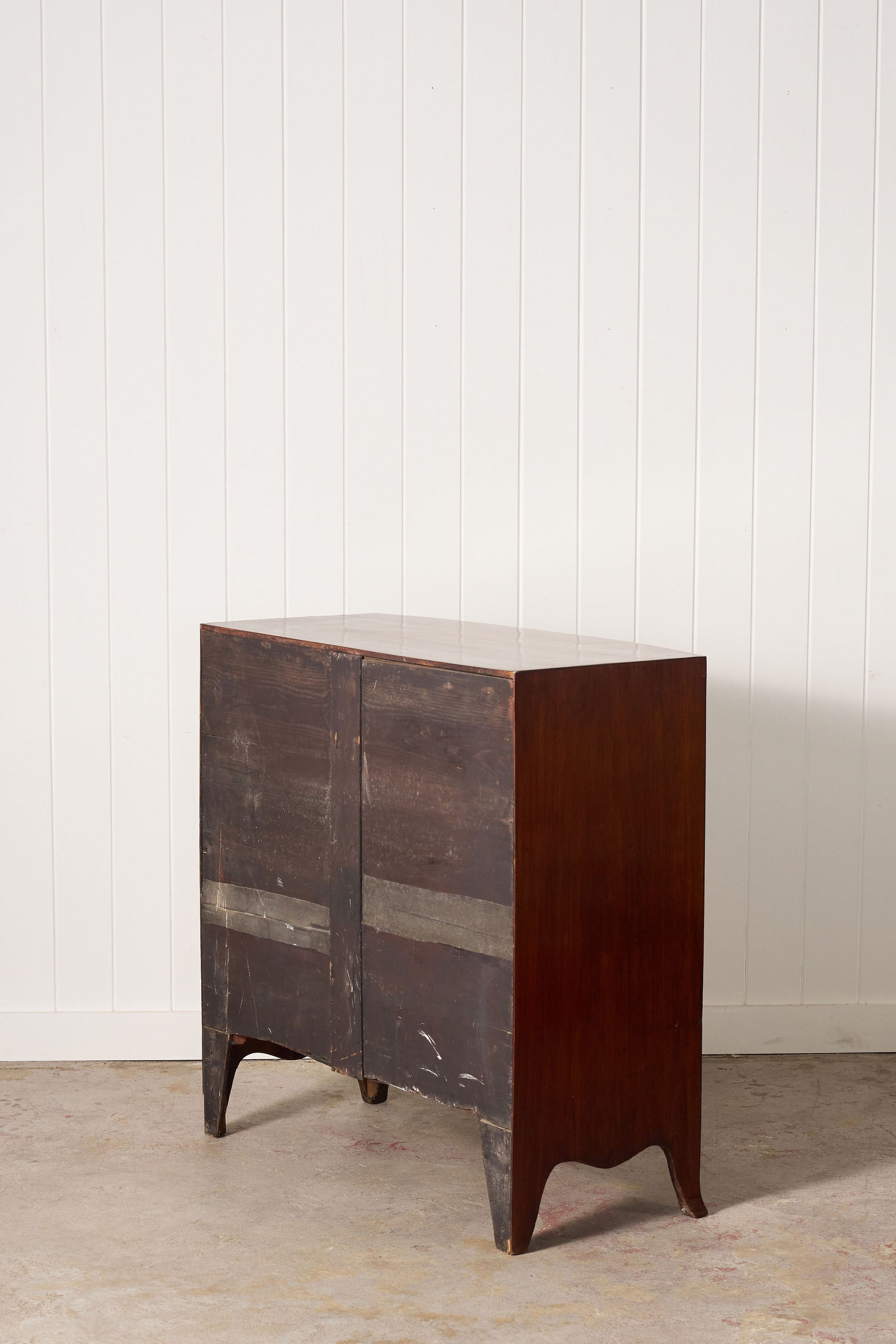 English Regency Mahogany + Ebonized Banded Bowfront Chest (c. 1820)