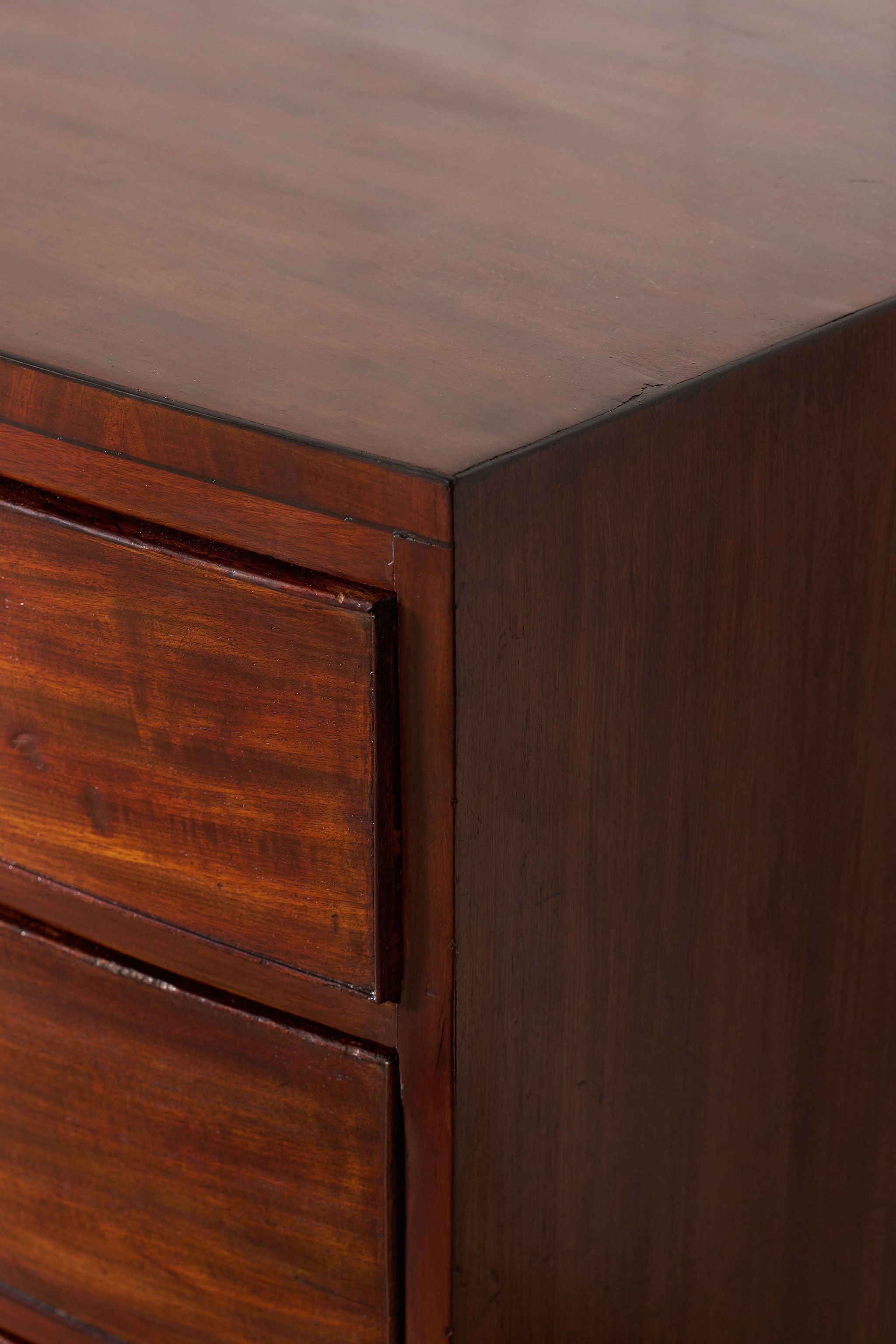 English Regency Mahogany + Ebonized Banded Bowfront Chest (c. 1820)