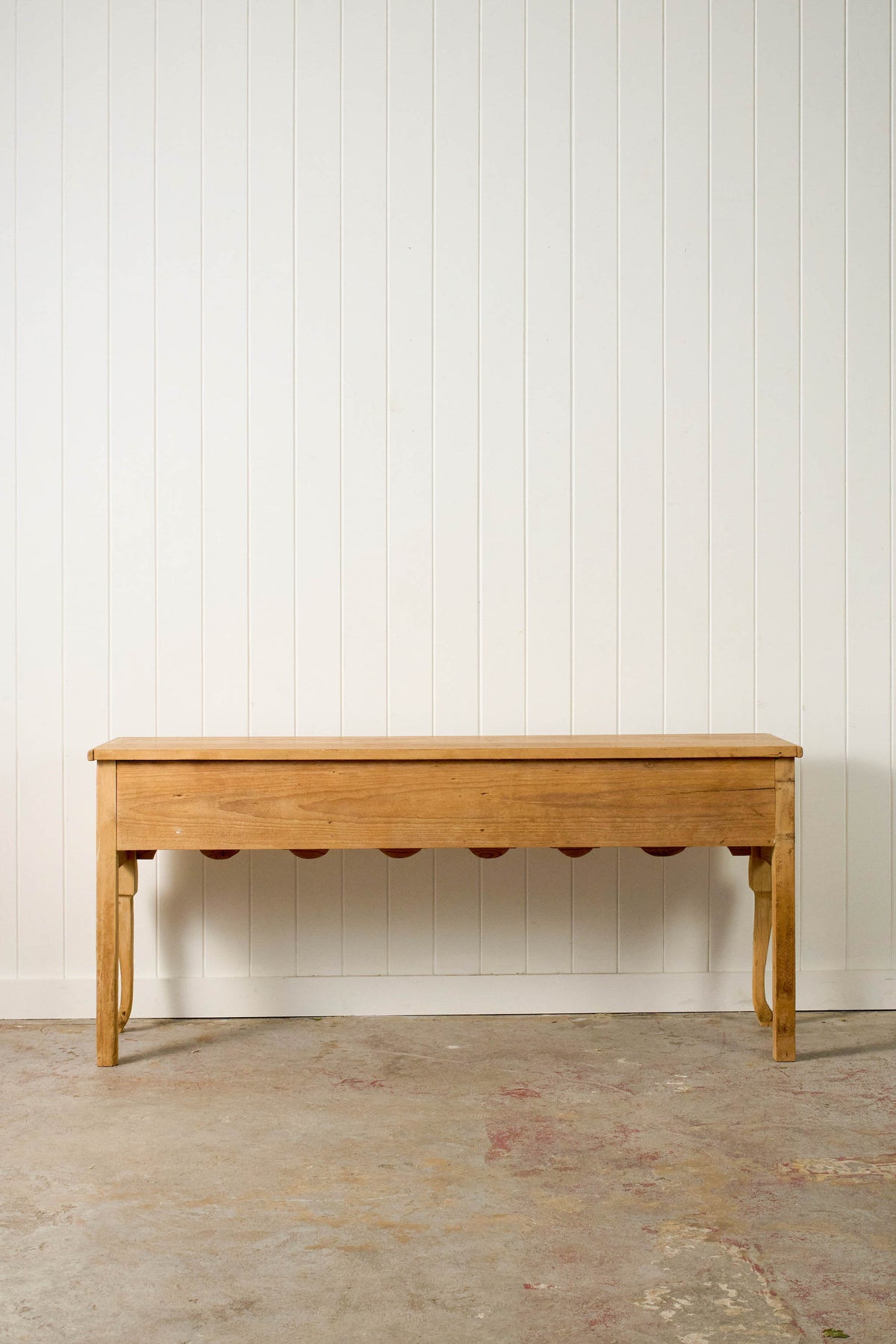 Stripped Victorian Pine Dresser Base With Scalloped Apron