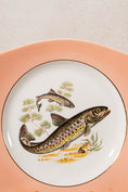 Load image into Gallery viewer, SET Of 6 Fish Plates with Colored Rims by Figgio Flint Norway (1960s)
