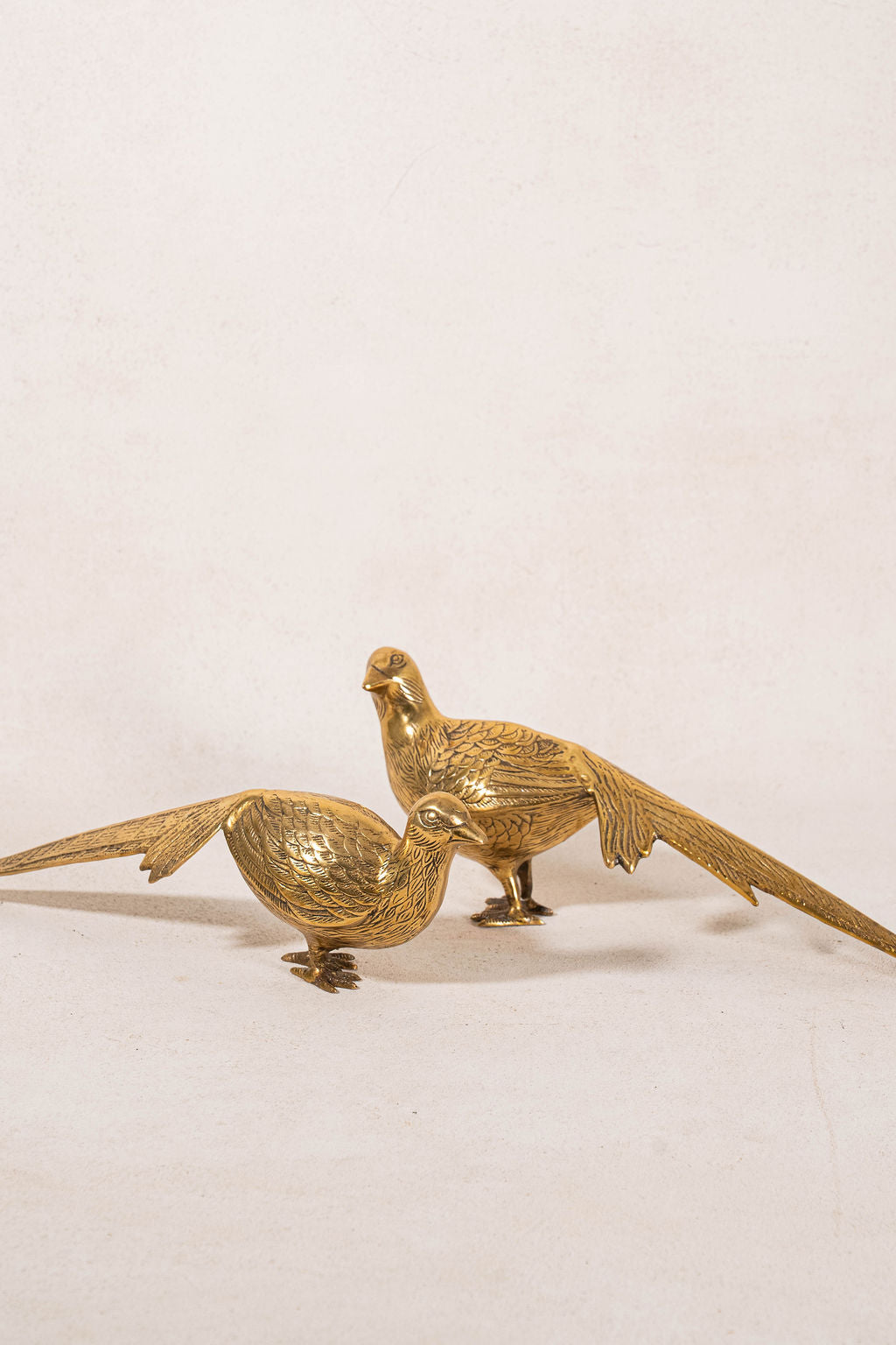 PAIR of English Brass Game Birds / Pheasants