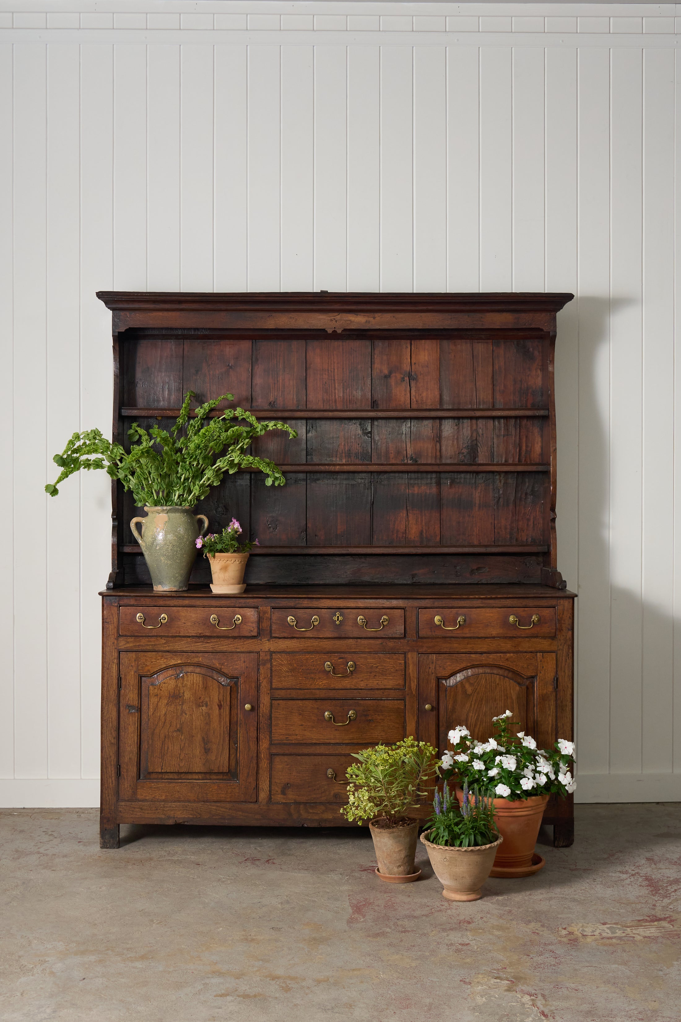 George III Period Oak Welsh Dresser Base with Topper (c. 1760-80)