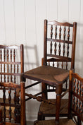Load image into Gallery viewer, Set of 10 Late 18th Century Oak English Lancaster Spindle Rush Seat Chairs | 2 Arm Chairs & 8 Side Chairs
