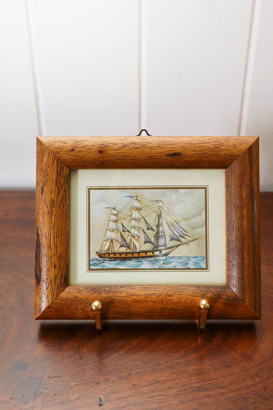 Petite Framed Vintage Ship Print