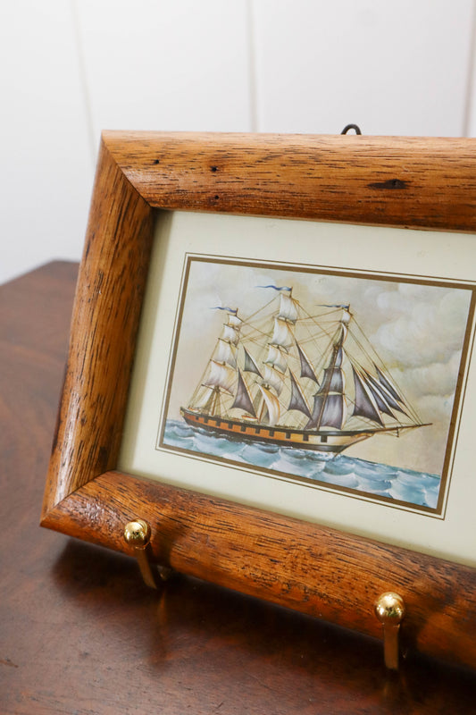 Petite Framed Vintage Ship Print