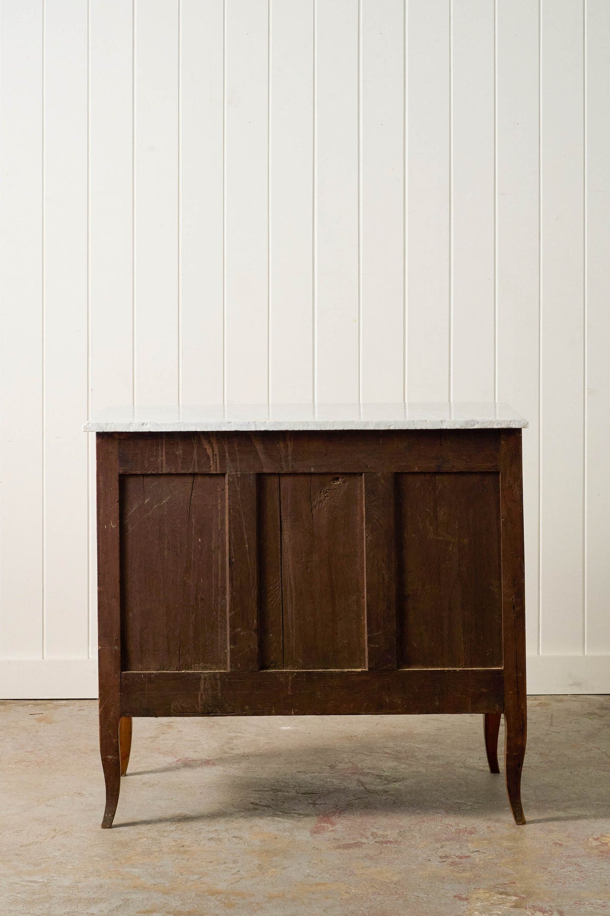 18th Century French Inlaid Commode with White Marble Top