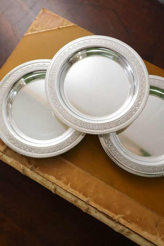 Vintage French Silverplate Wine Coaster with Pearl Edge
