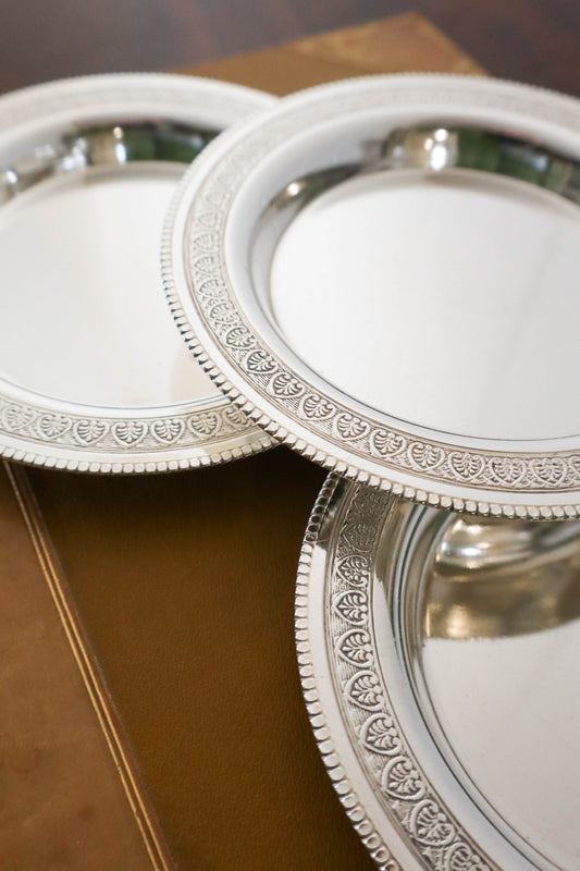 Vintage French Silverplate Wine Coaster with Pearl Edge