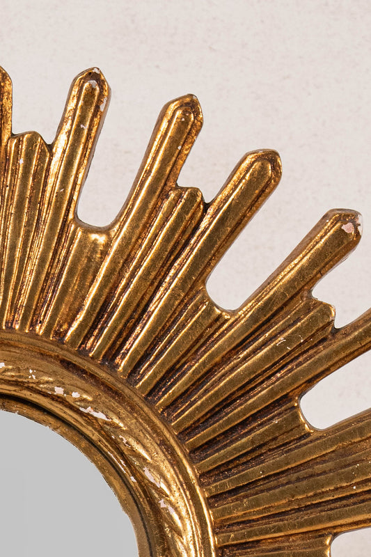 19th Century Hand Carved French Giltwood Starburst Mirror