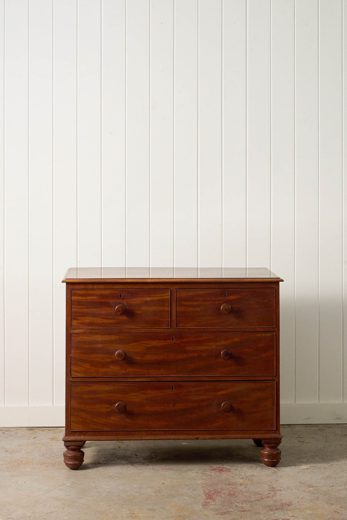 19th Century English Mahogany Two Over Two with Wooden Knobs