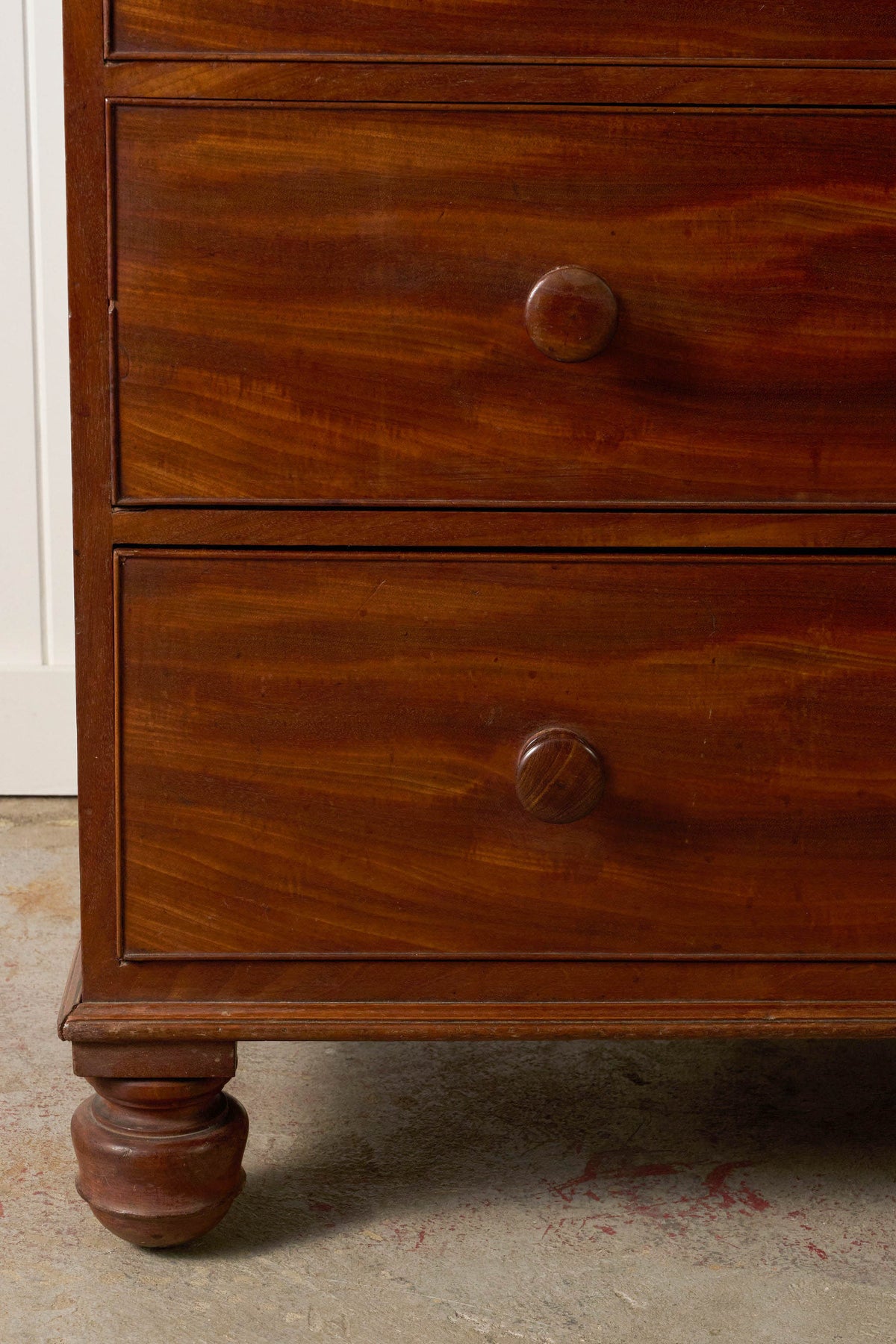 19th Century English Mahogany Two Over Two with Wooden Knobs