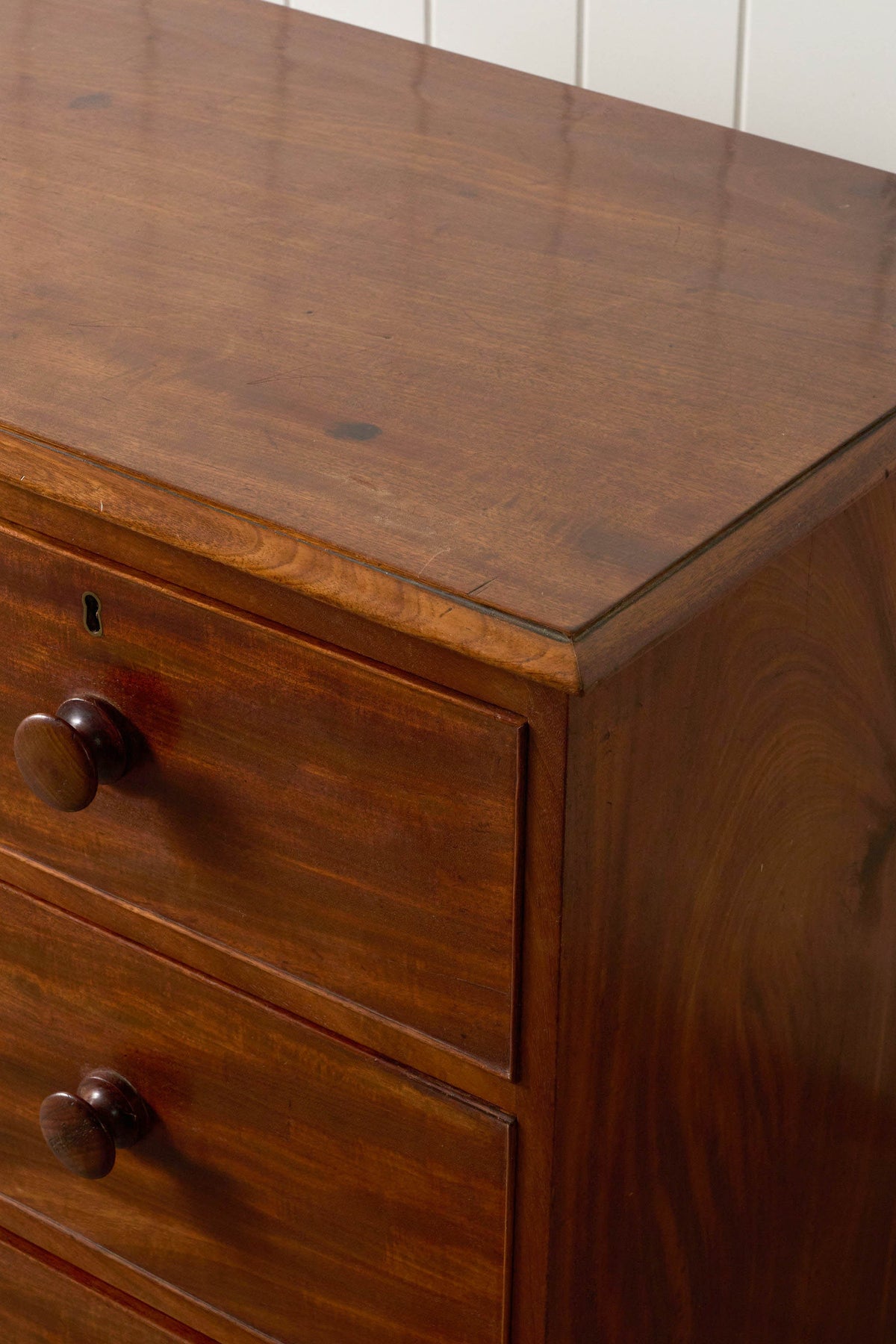 19th Century English Mahogany Two Over Two with Wooden Knobs