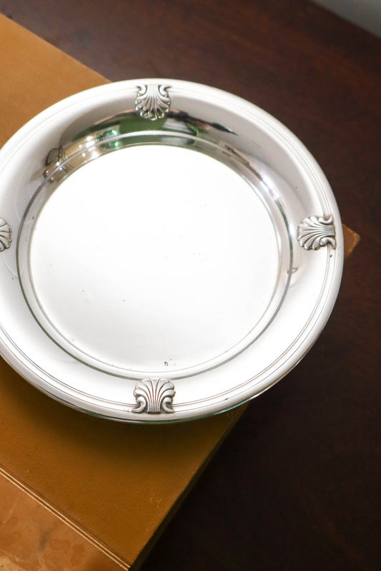 French Silverplate Wine Coasters With Scalloped Shell Motif by Christofle Gallia