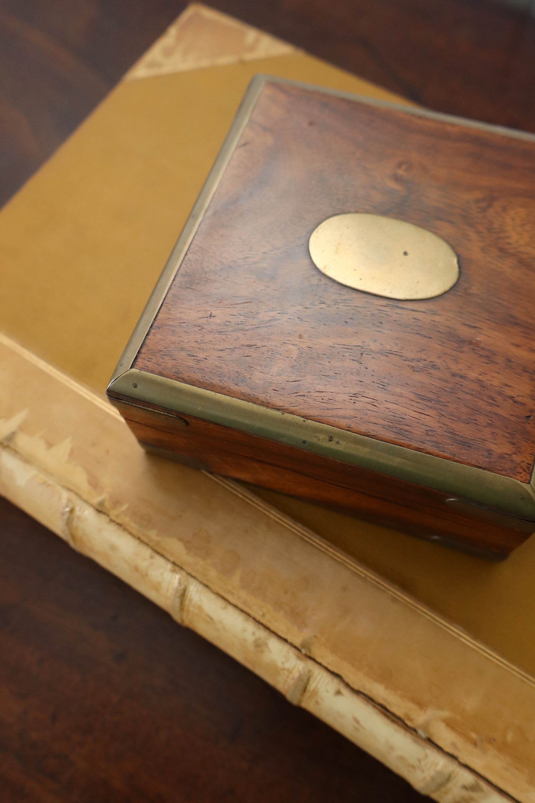 Petite Rosewood Box with Brass Inlay