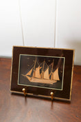 Load image into Gallery viewer, PAIR of Petite Sailboat Dioramas in Brown Frames
