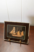Load image into Gallery viewer, PAIR of Petite Sailboat Dioramas in Brown Frames
