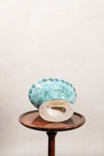 Load image into Gallery viewer, 19th Century Handmade Compote in Stunning Aqua Blue with Wave Motif
