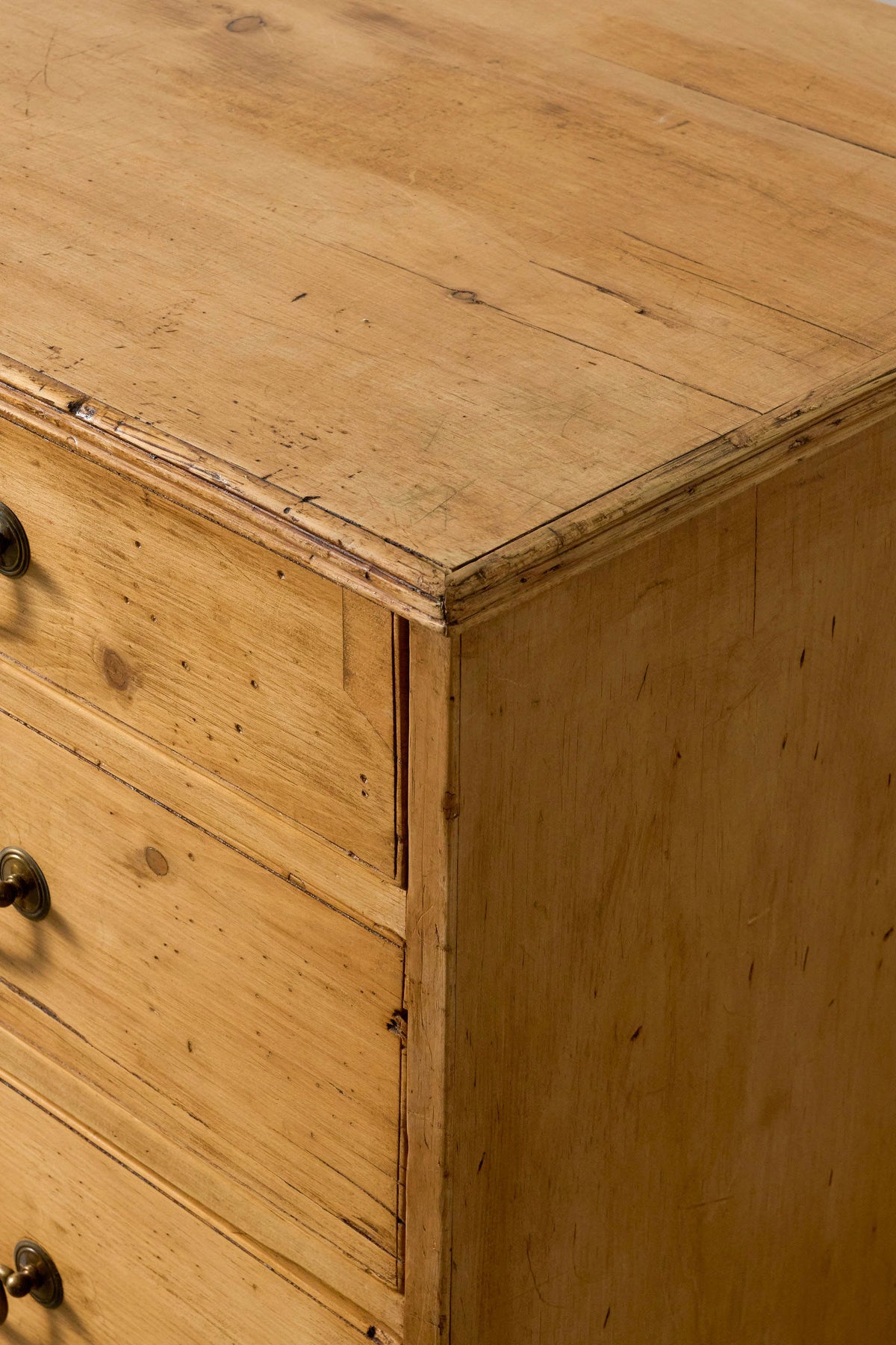 19th Century English Pine 2 over 3 Chest With Brass Swans