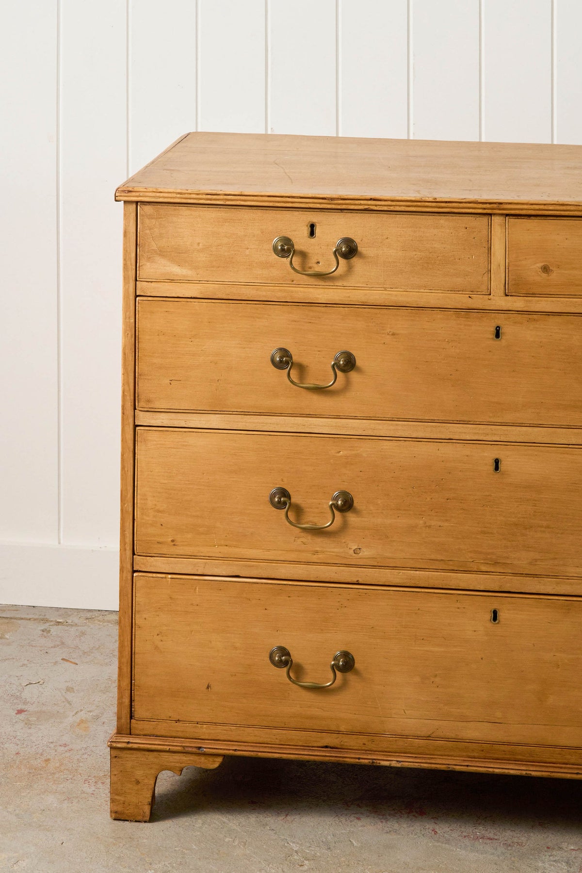 19th Century English Pine 2 over 3 Chest With Brass Swans