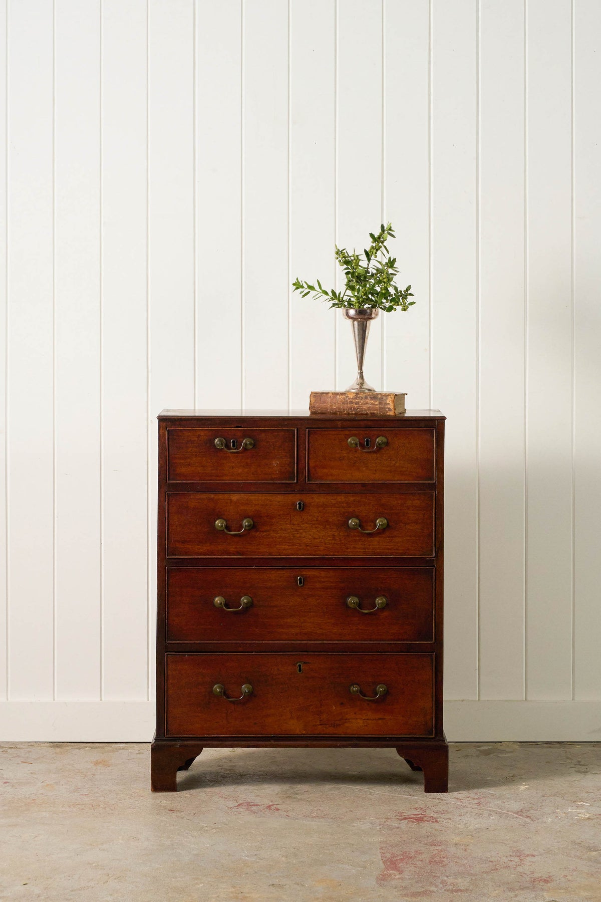 George III 2 Over 3 Mahogany and Crossbanded Hall Chest (c. 1780)