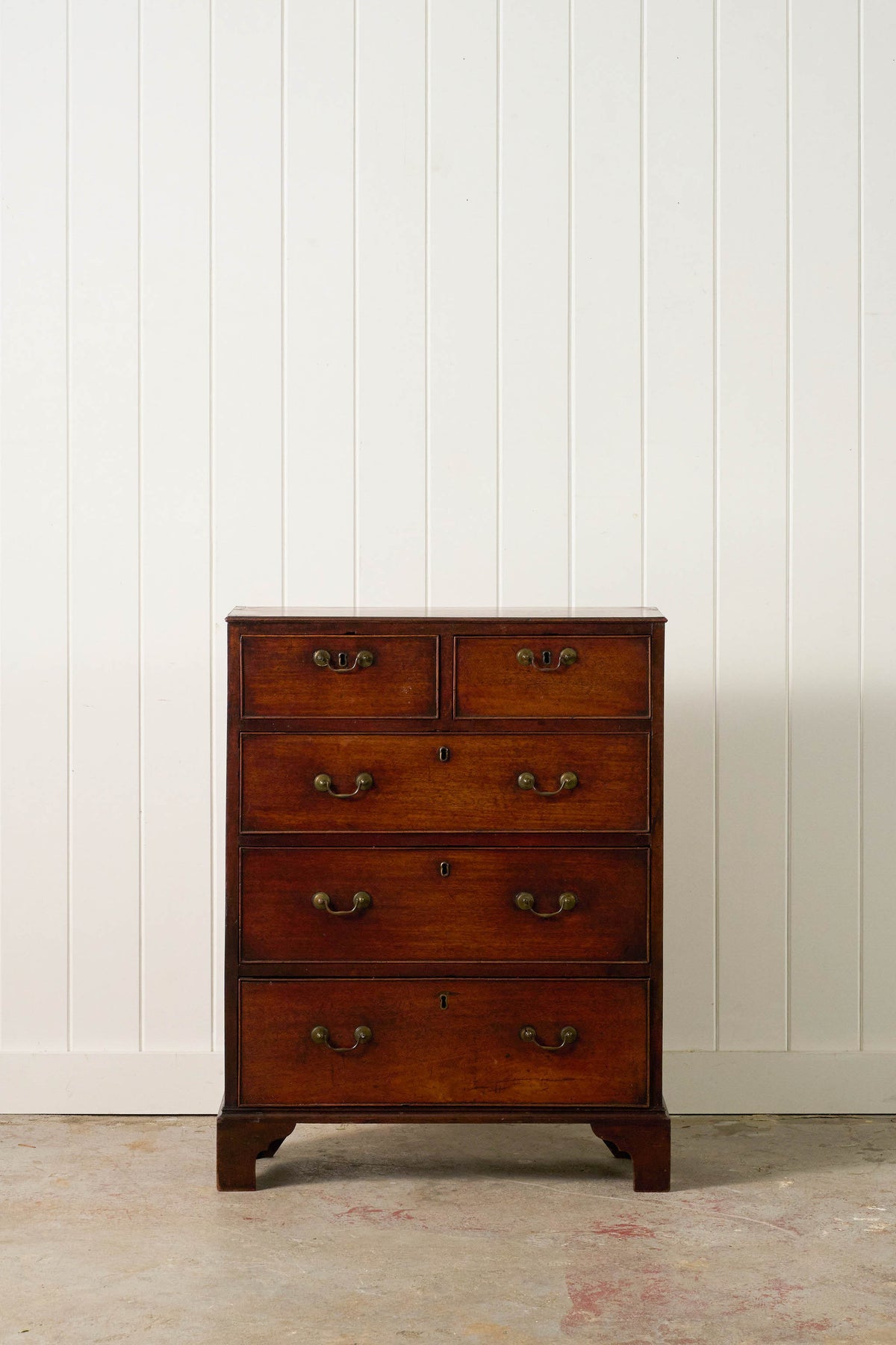 George III 2 Over 3 Mahogany and Crossbanded Hall Chest (c. 1780)