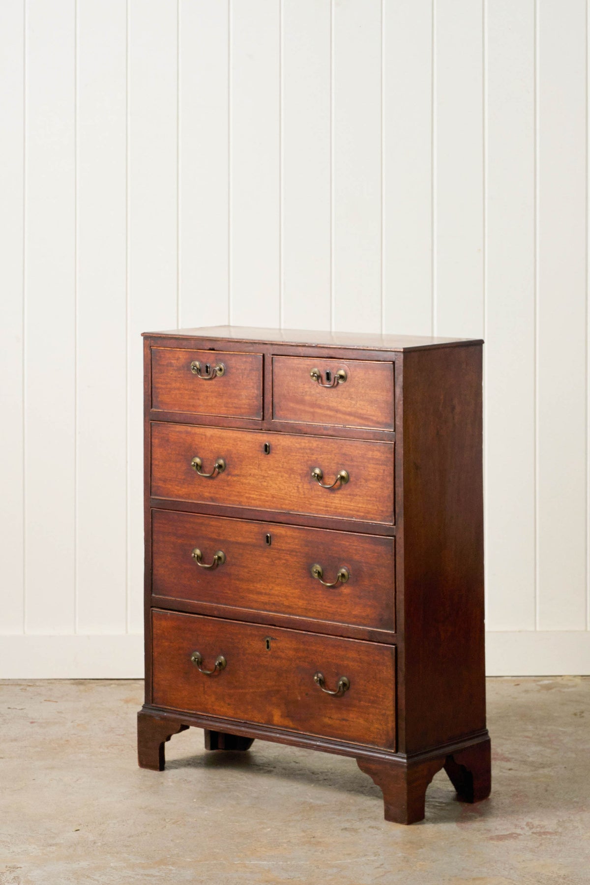 George III 2 Over 3 Mahogany and Crossbanded Hall Chest (c. 1780)