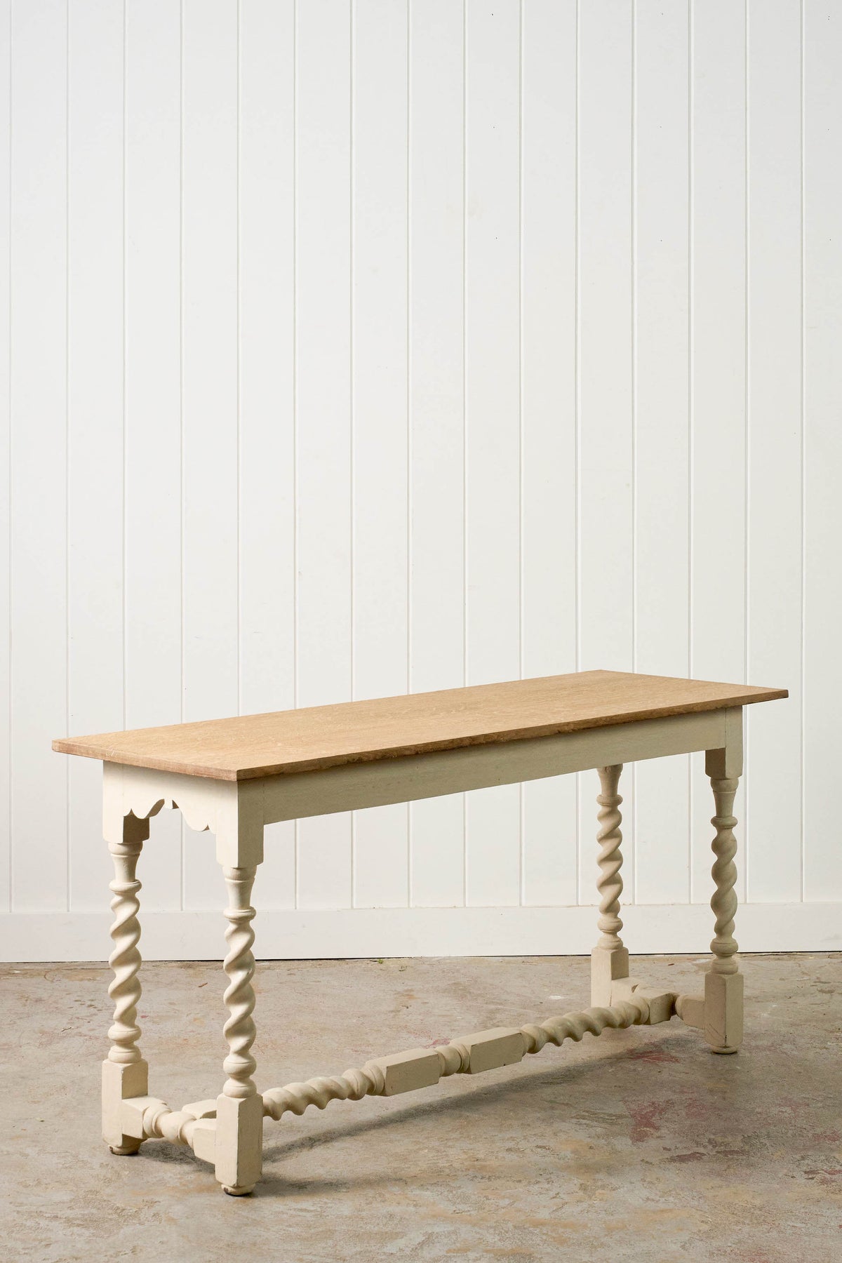 Jacobean Style Painted Barley Twist Console with Bleached Top