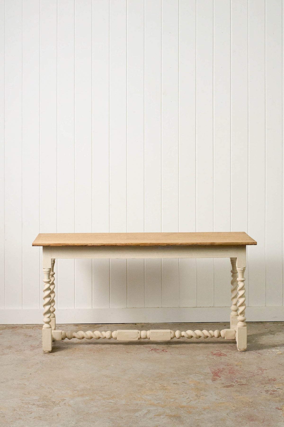 Jacobean Style Painted Barley Twist Console with Bleached Top