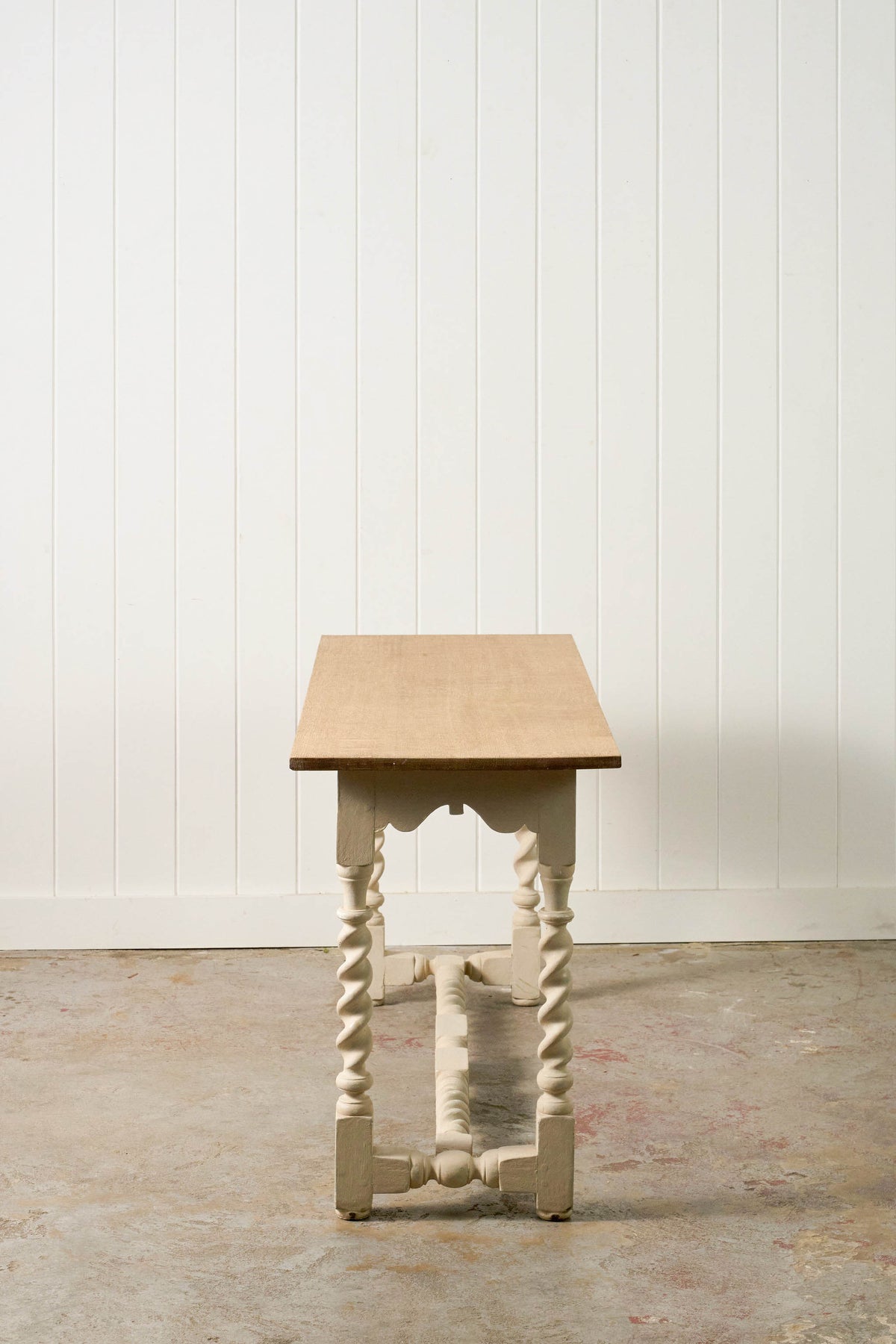 Jacobean Style Painted Barley Twist Console with Bleached Top