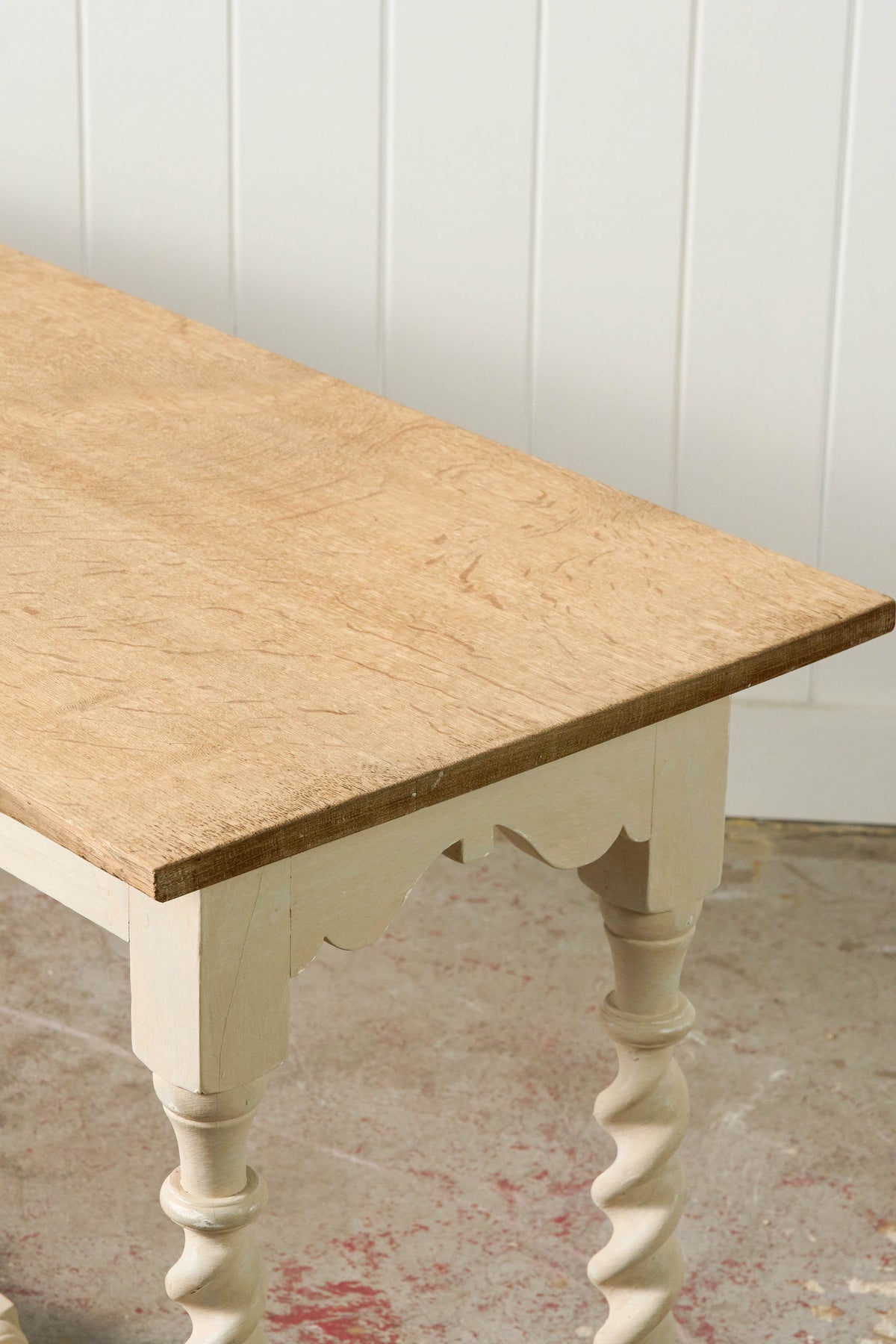Jacobean Style Painted Barley Twist Console with Bleached Top