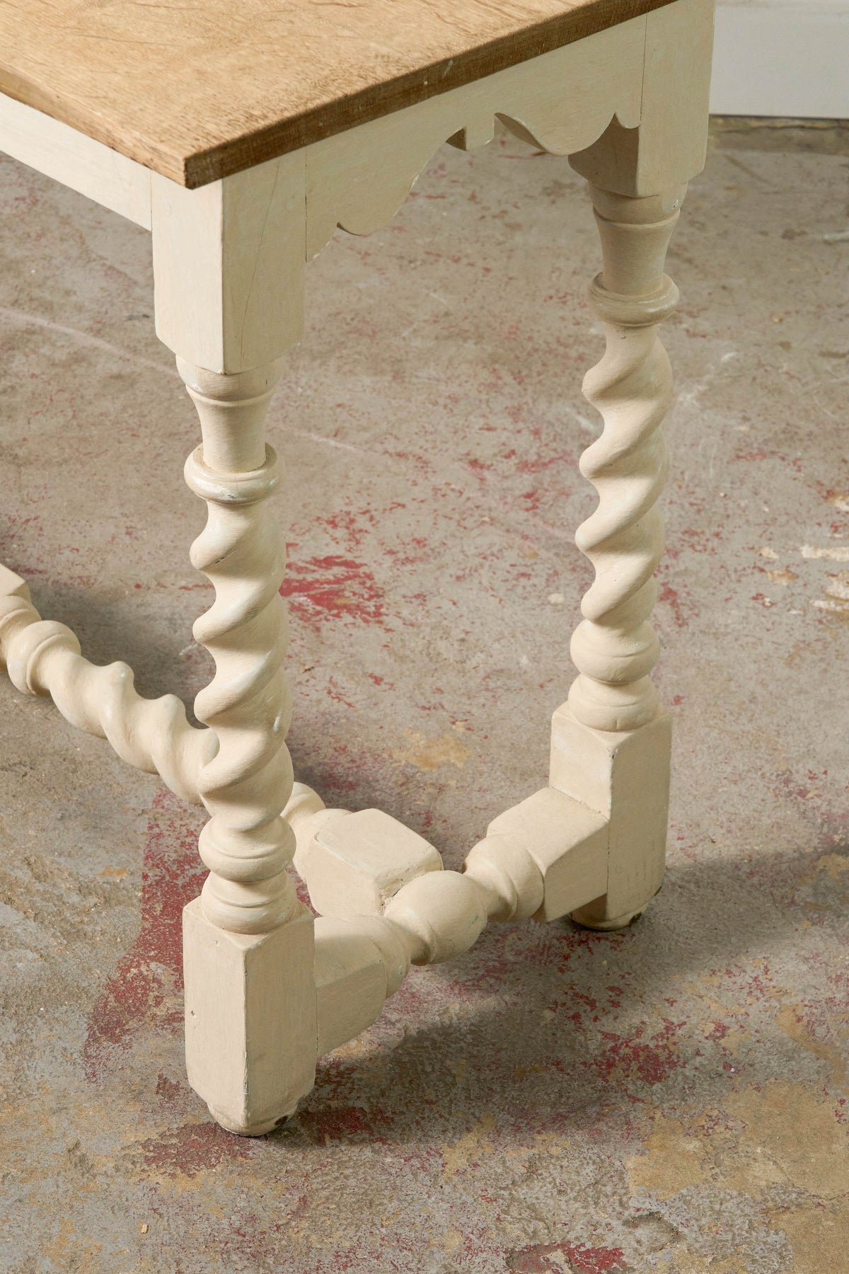 Jacobean Style Painted Barley Twist Console with Bleached Top