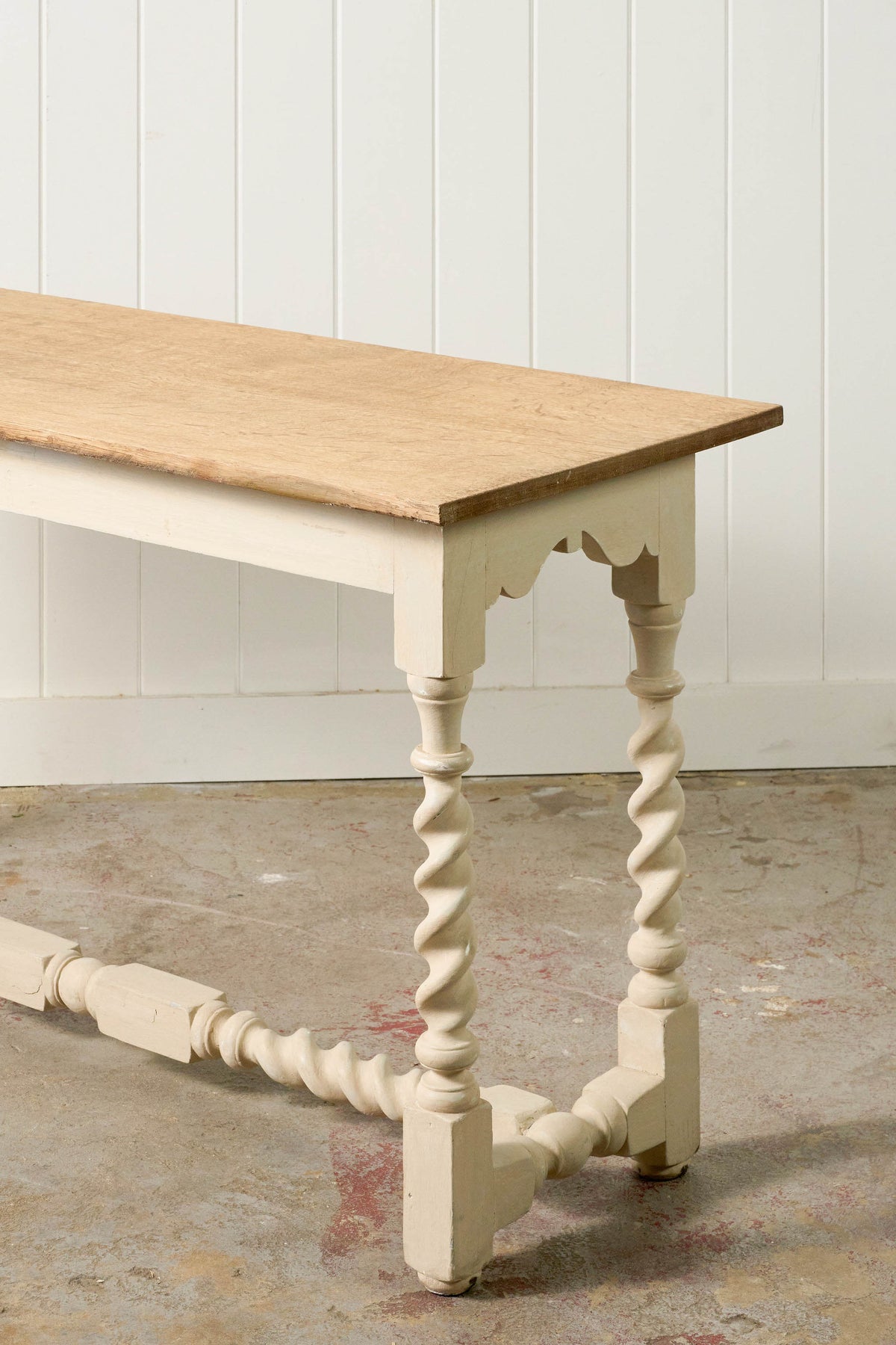 Jacobean Style Painted Barley Twist Console with Bleached Top