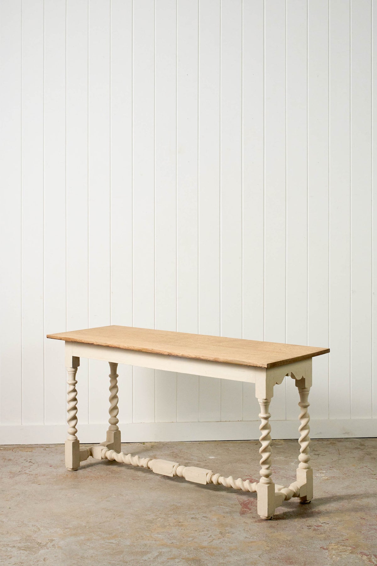 Jacobean Style Painted Barley Twist Console with Bleached Top