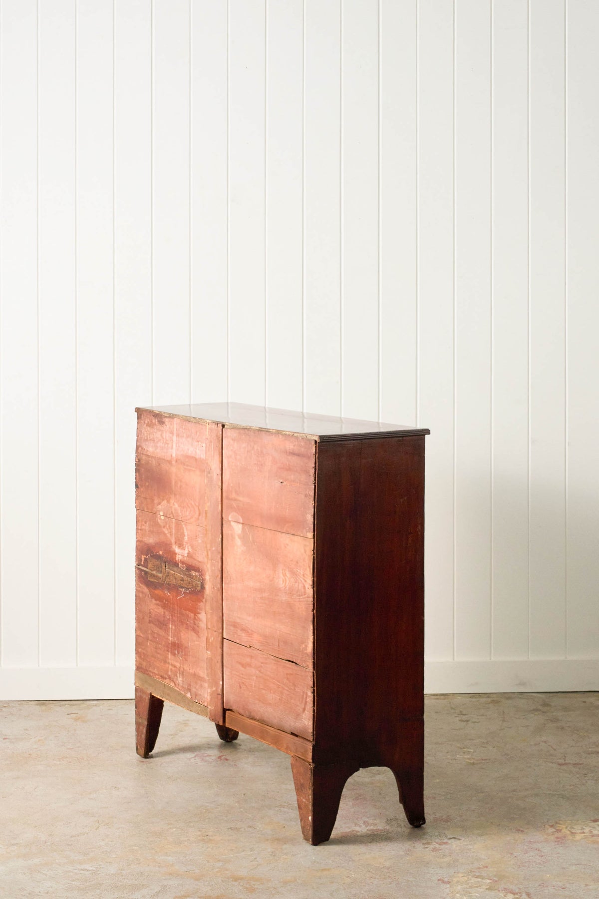 19th Century 2 Over 3 Mahogany Hall Chest With Brass Pulls + Bone Keyholes