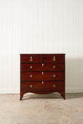 Load image into Gallery viewer, 19th Century 2 Over 3 Mahogany Hall Chest With Brass Pulls + Bone Keyholes
