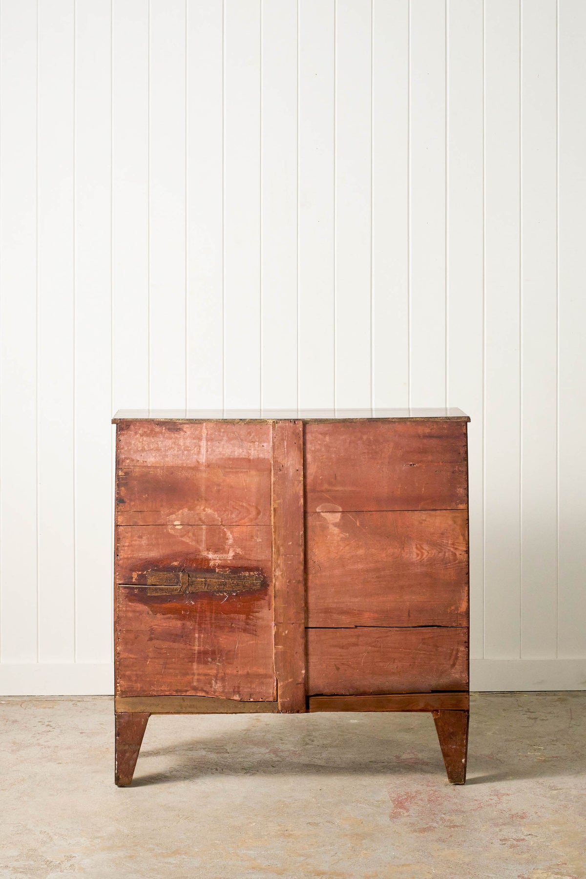 19th Century 2 Over 3 Mahogany Hall Chest With Brass Pulls + Bone Keyholes
