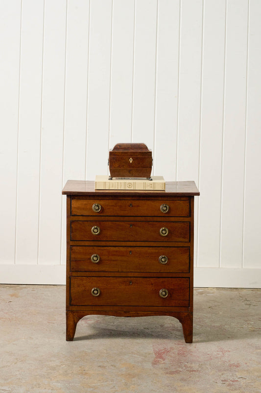 19th Century English 4-Drawer Mahogany Chest with Laurel Ring Pulls