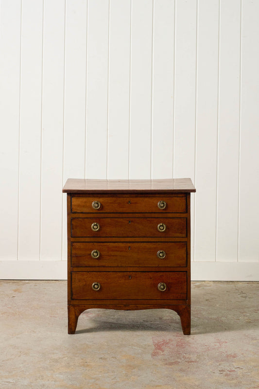 19th Century English 4-Drawer Mahogany Chest with Laurel Ring Pulls