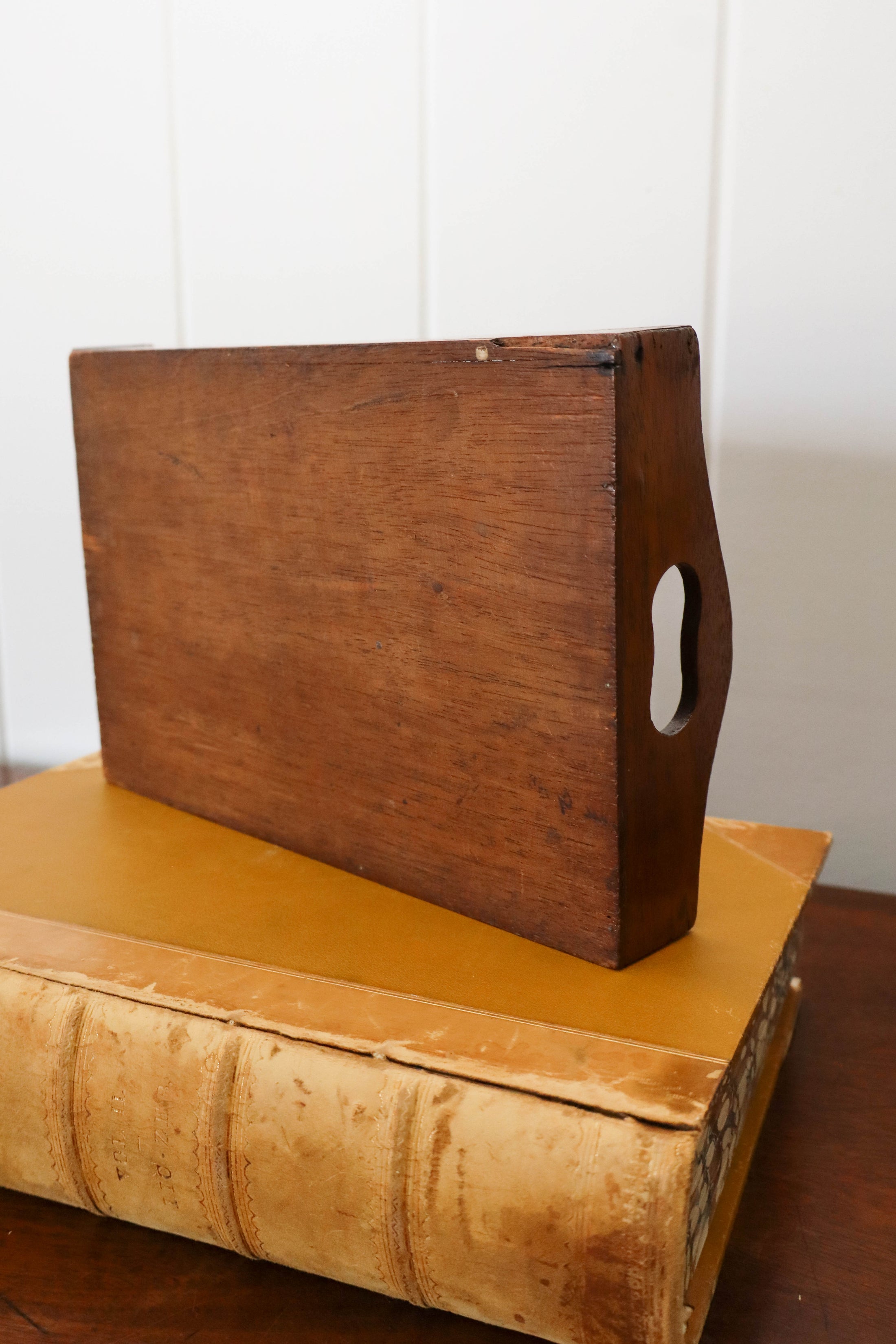 Petite English Mahogany Tray with Scalloped Edge