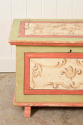 Load image into Gallery viewer, Antique Italian Hand Painted Italian Pink + Green Pine Trunk
