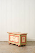 Load image into Gallery viewer, Antique Italian Hand Painted Italian Pink + Green Pine Trunk
