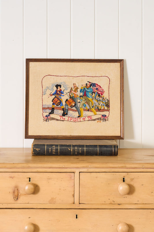 Framed Vintage Needlework of the American Colonial Patriotic ‘Spirit of ‘76’