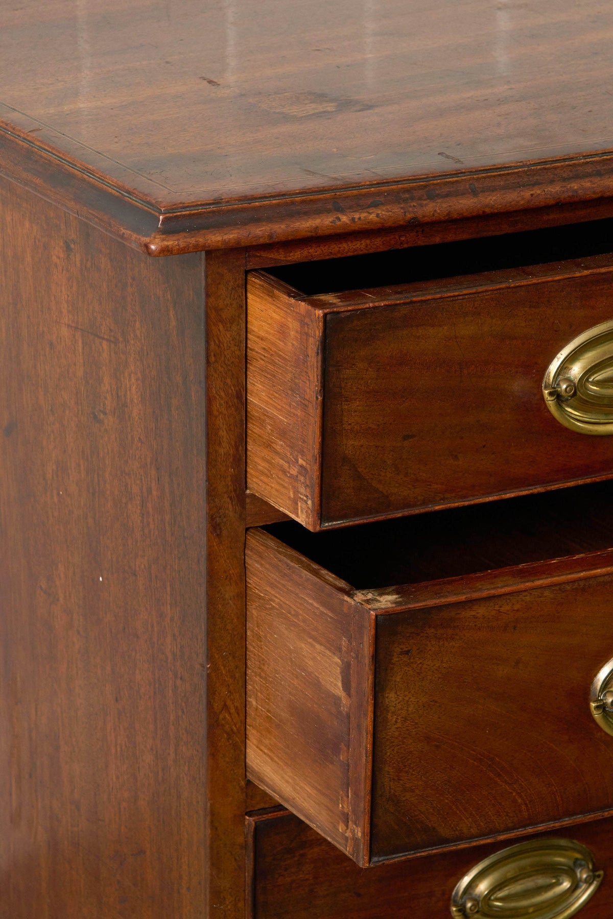 19th Century English Walnut Bow Front 4-Drawer Chest on Bracket Feet
