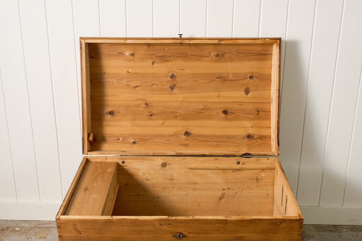 19th Century English Pine Dome Top Blanket Chest