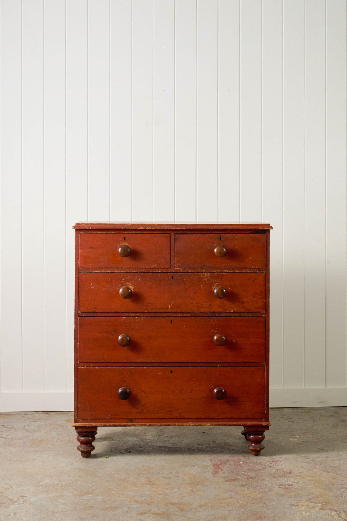 Victorian Pine Chest with Original Patina with Contrast Knobs
