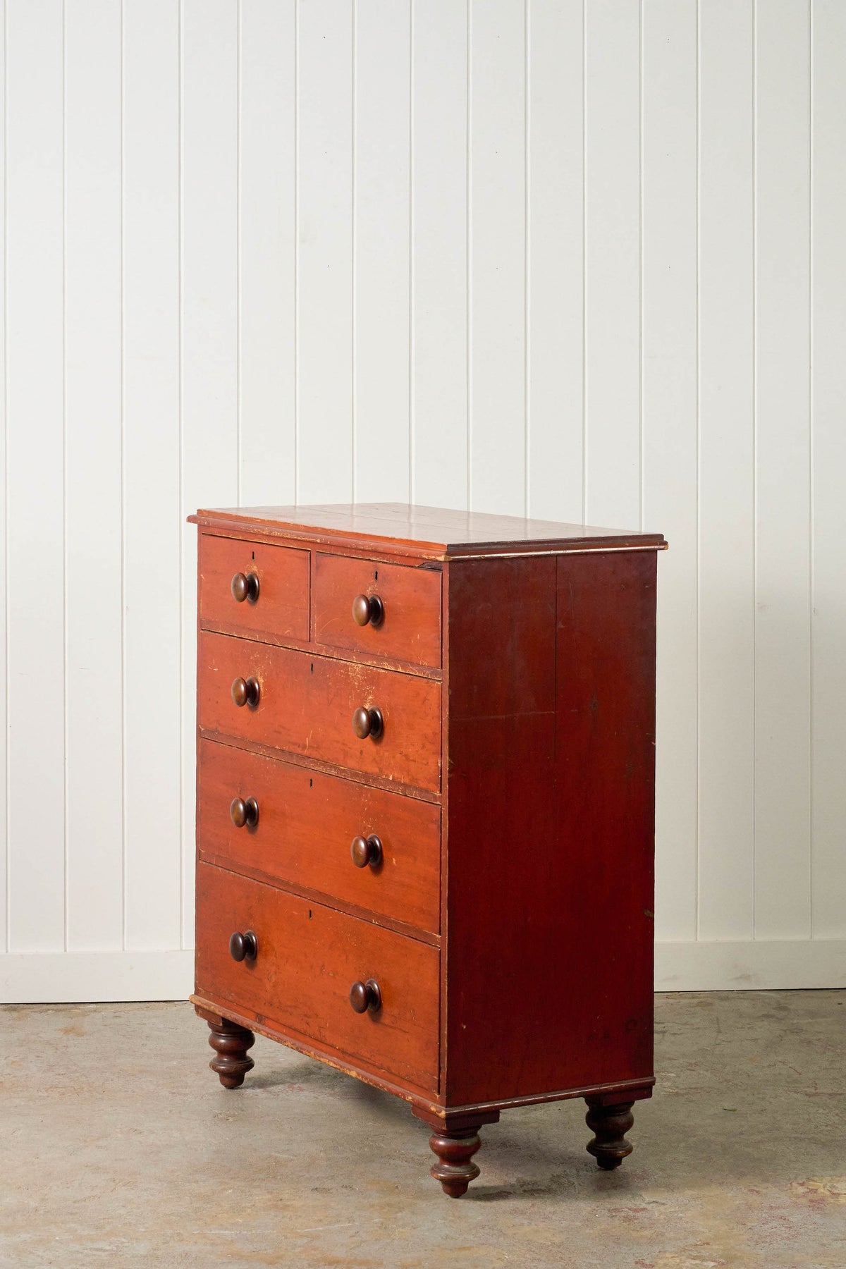 Victorian Pine Chest with Original Patina with Contrast Knobs