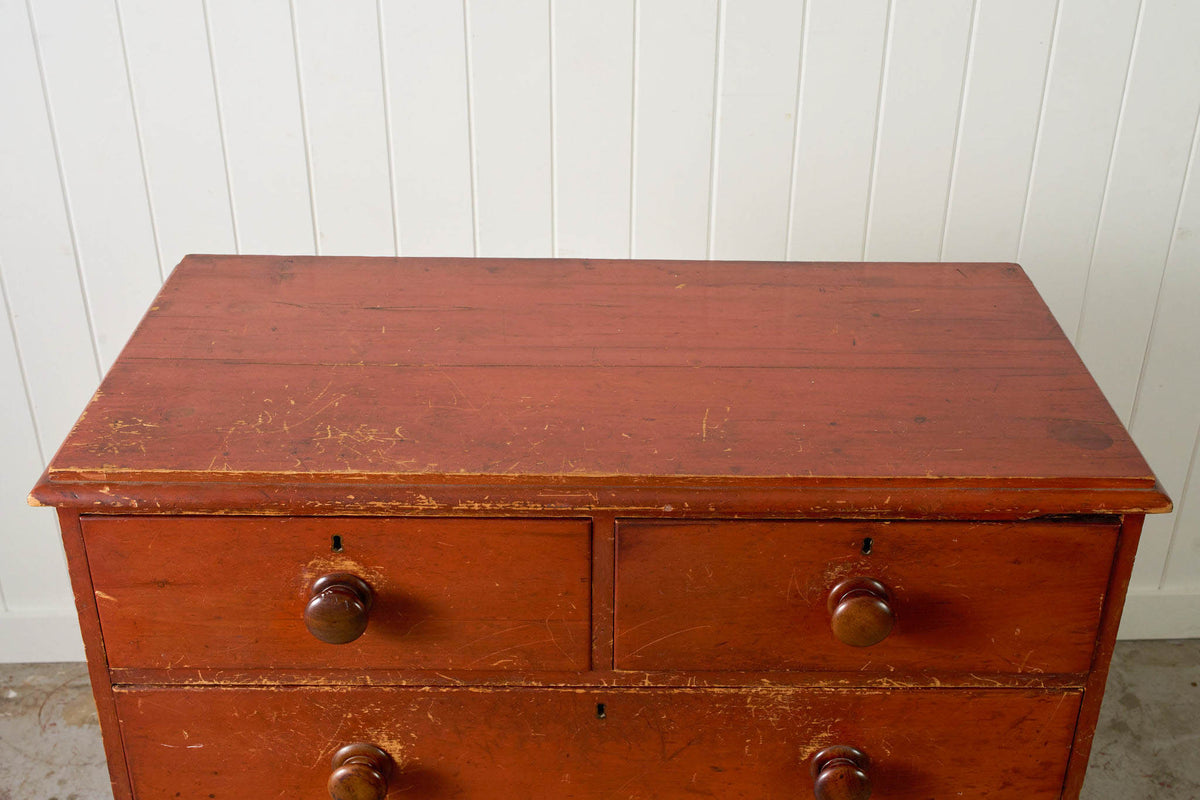 Victorian Pine Chest with Original Patina with Contrast Knobs